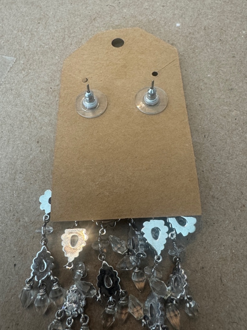 Silver Crystal Chandelier Drop Earrings - Brand: - Picture 3 of 4